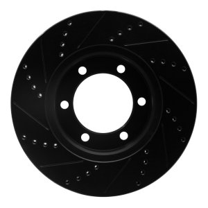 Toyota Sequoia Brake Rotor (1) - Front Right - R1 Concepts - Drilled & Slotted - Black - `00-`07